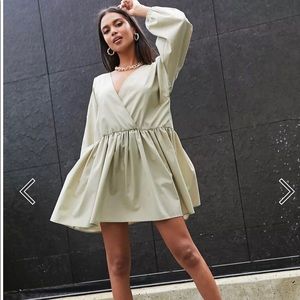 *LIKE NEW* ASOS DESIGN casual cotton poplin wrap front mini smock dress
